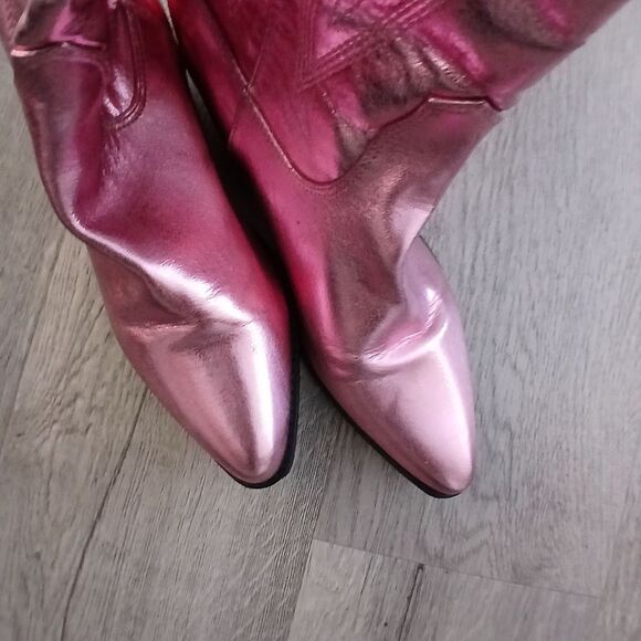 Ford Shiny Pink Heeled Boots - Picture 2 of 5